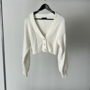 White cropped cardigan